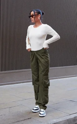 Stone Basic Soft Ribbed Long Sleeve Bodysuit