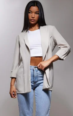 Stone Basic Turn Up Sleeve Blazer
