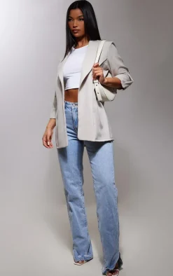 Stone Basic Turn Up Sleeve Blazer