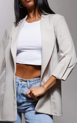 Stone Basic Turn Up Sleeve Blazer