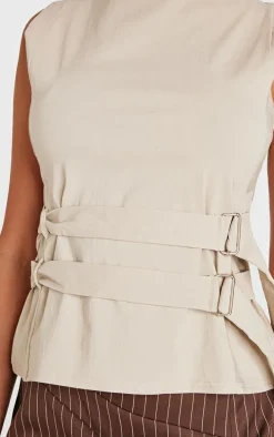 Stone Bengaline Boatneck Buckle Detail Long Top