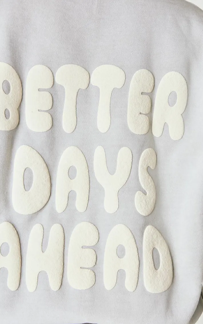 Stone Better Days Ahead Back Printed Washed Sweatshirt