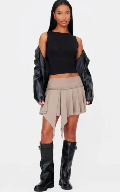 Stone Braid Detail Slinky Jersey Flippy Mini Skirt