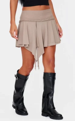 Stone Braid Detail Slinky Jersey Flippy Mini Skirt