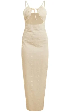 Stone Broderie Tie Front Maxi Dress