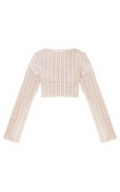 Stone Brushed Stripe Ladder Oversized Crop Chuck On