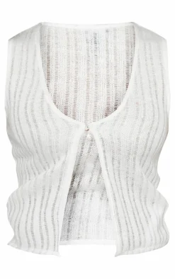 Stone Brushed Stripe Ladder Button Front Vest