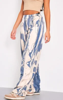 Stone Brushed Tie Dye Print Toggle Pants