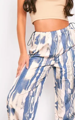 Stone Brushed Tie Dye Print Toggle Pants