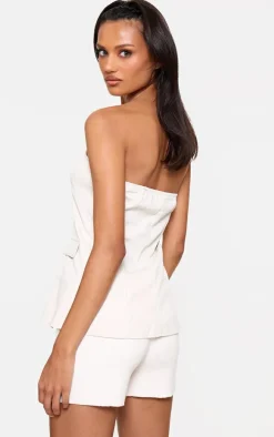 Stone Button Up Split Hem Longline Corset