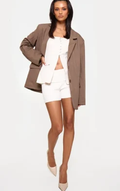 Stone Button Up Split Hem Longline Corset