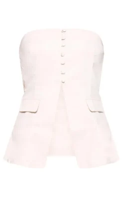 Stone Button Up Split Hem Longline Corset