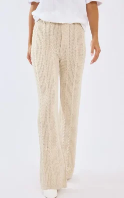 Stone Cable Knit Wide Leg Pants