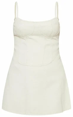 Stone Cami Strap Bustier Denim Mini Dress