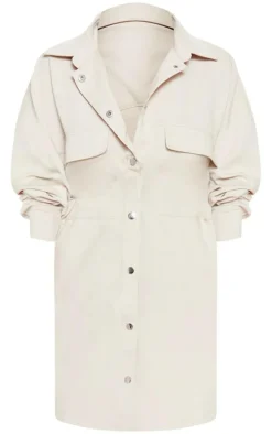 Stone Cargo Oversized Popper Front Shirt Dress