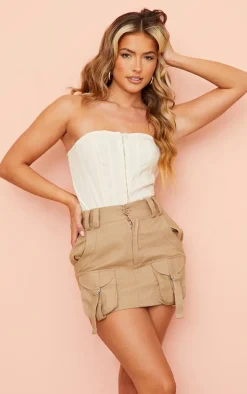 Stone Cargo Pocket Detail Micro Mini Skirt