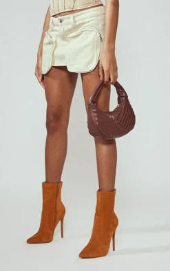 Stone Cargo Pocket Mini Denim Skirt