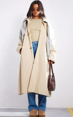 Stone Collar Detail Trench Coat