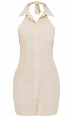 Stone Collared Button Up Shift Dress