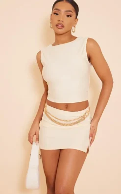 Stone Contour Slinky Split Hem Mini Skirt