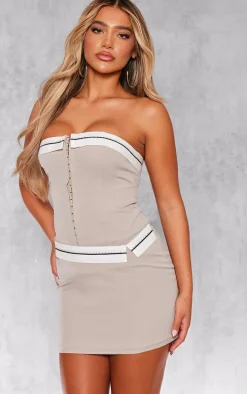 Stone Contrast Foldover Panel Mini Skirt