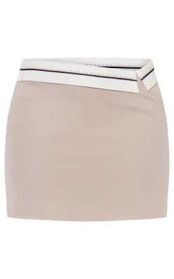 Stone Contrast Foldover Panel Mini Skirt