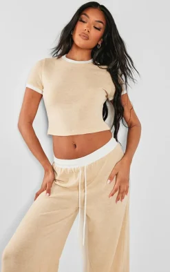 Stone Contrast Short Sleeve Top