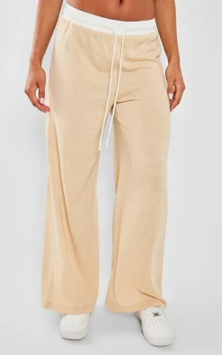 Stone Contrast Wide Leg Pants