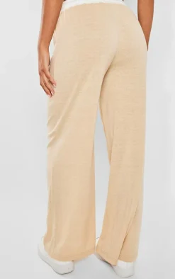 Stone Contrast Wide Leg Pants