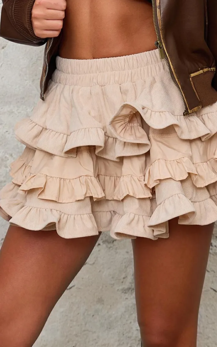 Stone Cord Frill Rara Mini Skirt