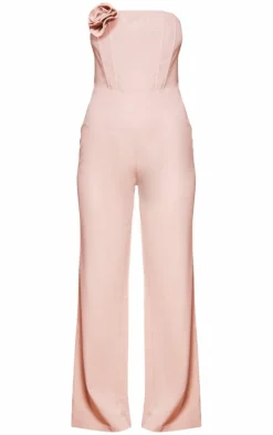 Stone Corsage Detail Bandeau Corset Wide Leg Jumpsuit