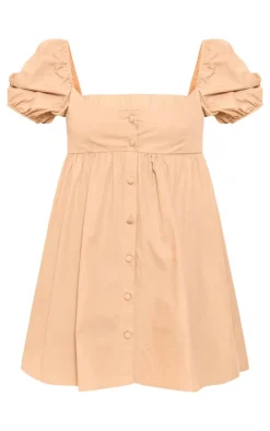 Stone Cotton Button Down Smock Dress