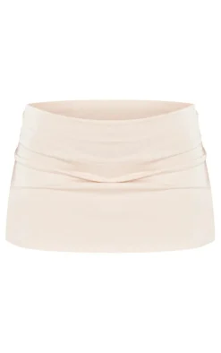 Stone Cotton Jersey Mid Rise Micro Mini Skirt