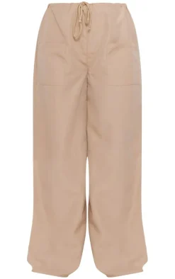 Stone Cotton Poplin Low Rise Lightweight Cargo's