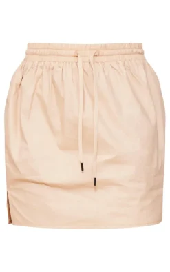 Stone Cotton Poplin Micro Mini Cargo Skirt