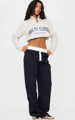 Stone Crop Half Zip Embroided Sweatshirt