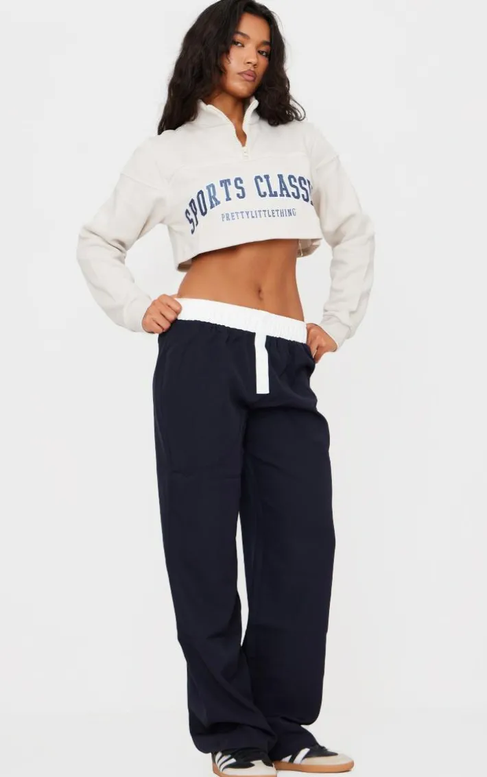 Stone Crop Half Zip Embroided Sweatshirt