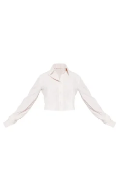 Stone Cross Back Stripe Cropped Shirt