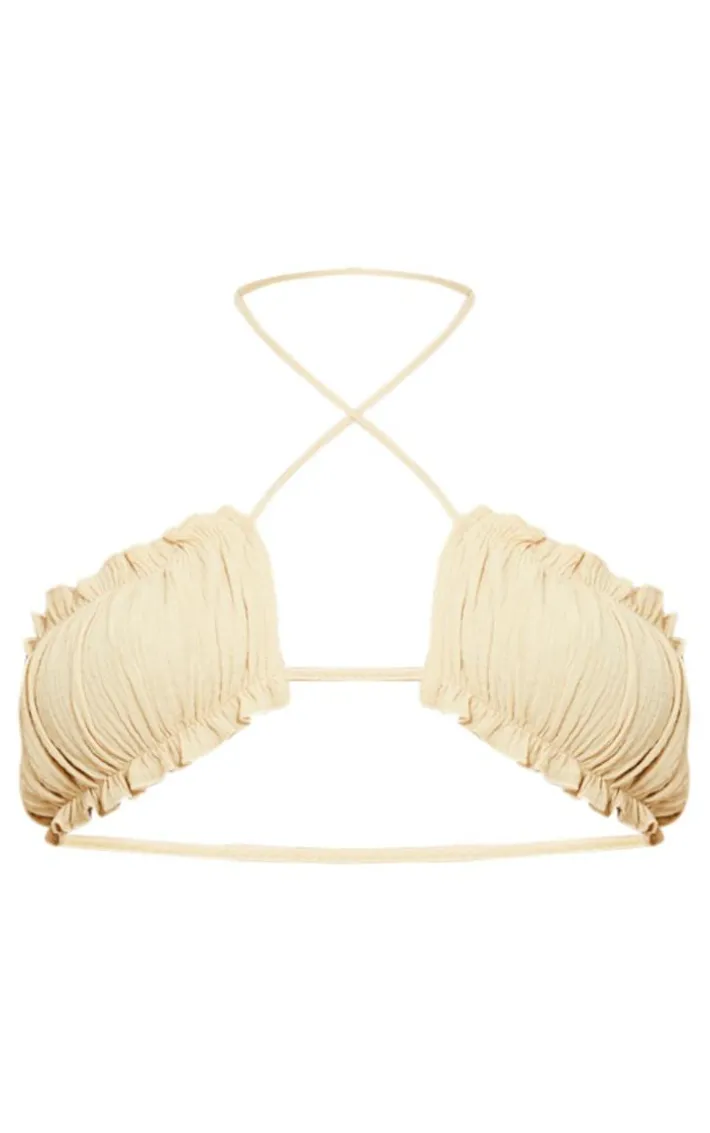Stone Cross Front Ruched Cup Strappy Bralet