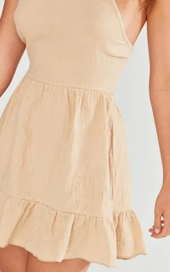 Stone Cut Out Back Frill Shift Dress