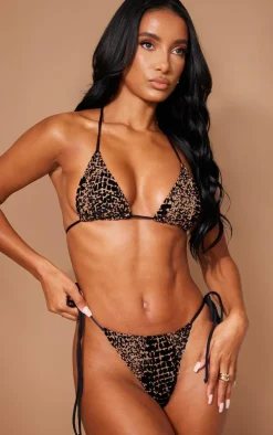 Stone Devore String Side Bikini Bottoms