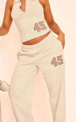 Stone Embroidered 45 Graphic Wide Leg Sweatpants