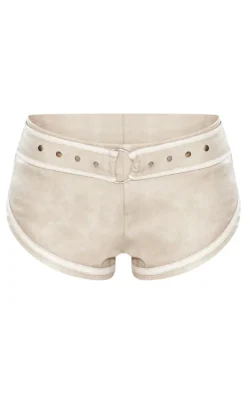 Stone Faux Leather Belted Hot Pants