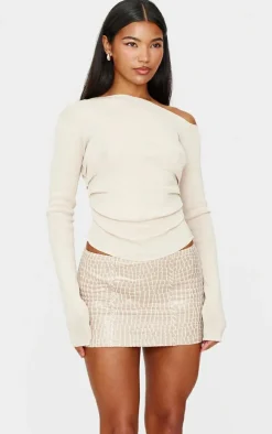 Stone Faux Leather Croc Micro Mini Skirt