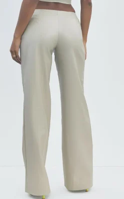 Stone Faux Leather Low Rise Wide Leg Pants