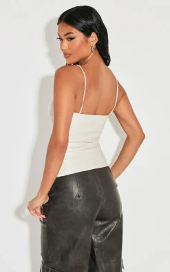 Stone Faux Leather Strappy Cami Top