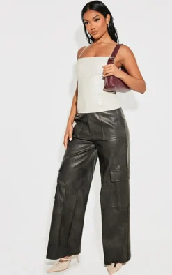 Stone Faux Leather Strappy Cami Top