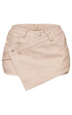Stone Faux Leather Wrap Detail Skort
