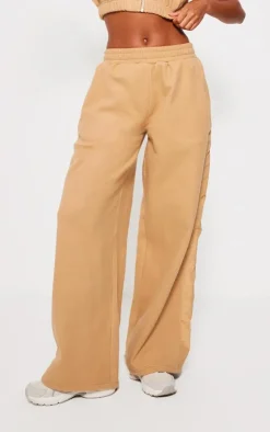 Stone Fleece Contrast Mid Rise Wide Leg Sweatpants