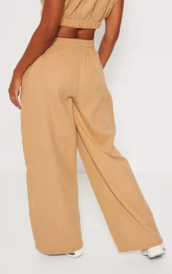 Stone Fleece Contrast Mid Rise Wide Leg Sweatpants
